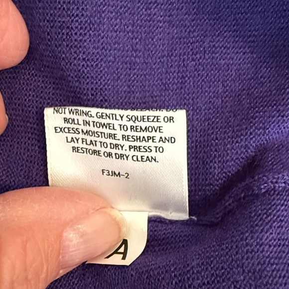 Eileen Fisher Rich Purple/Blue 100% Merino Wool Knit Top - Picture 8 of 10